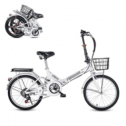 HUAQINEI Bike HUAQINEI Folding Adult Bicycle, 20-inch 6-Speed Finger-Shift Speed Adjustable Seat, Rear Shock Absorber Spring, Comfortable and Portable Commuter Bike
