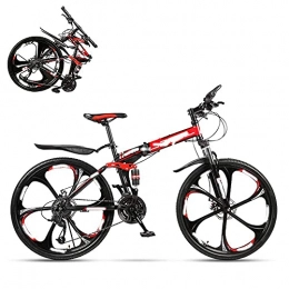 HUAQINEI Bike HUAQINEI Folding Adult Bike, 24 Inch Dual Shock Absorption Off-Road Racing, 21 / 24 / 27 / 30 Speed Optional, Lockable U-Shaped Front Fork, 4 Colors, Including Gifts