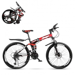 JYTFZD Bike JYTFZD WENHAO Folding Mountain Bike Adult, 26 Inch Double Shock Absorption Off-road Variable Speed Racing Car, Fast Bike for Men and Women 21 / 24 / 27 / 30 Speed, Spoke Terms (Color : Red)