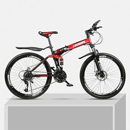 LHQ-HQ Bike LHQ-HQ Folding Mountain Adult Bike, 27 Speed, 26" Wheel, Loading 150Kg, Dual-Suspension, High-Carbon Steel Frame Suitable for Height 5.2-6Ft, C