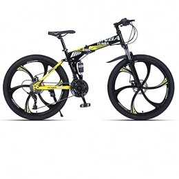 LHQ-HQ Bike LHQ-HQ Mountain Bike Dual Suspension Folding Bike Dual Disc Brake 24 Speed MTB Bicycle 26"For Height 5.2-6Ft, C