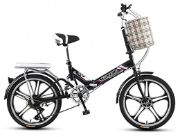 WLGQ Bike WLGQ 20 Inch Folding Bike, Folding Bike 6-Speed Derailleur with Luggage Rack, Full Suspension Mountain Bike Racing Bike C, 20 in (D 20 in)