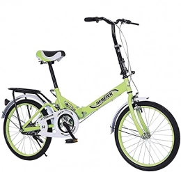WLGQ Bike WLGQ Folding Bicycle, 20 Inch Portable V Folding Bike with Shock Absorber Mature Male and Female Students Adult Folding Shock Bike Singlespeed Green, 20 in (Green 20 in)