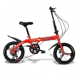 ZHANGOO Bike ZHANGOO 16-inch Tires, 130 Cm Body Folding Bike, 7-speed Floss, Men And Women Can Be Used, Easy To Fold, Multi-colored(Color:Red)