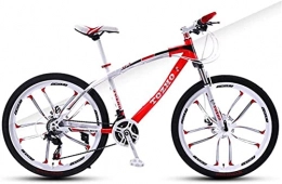 HUAQINEI Bike HUAQINEI Mountain Bikes, 24 inch mountain bike adult variable speed damping bicycle double disc brake ten-wheel bicycle Alloy frame with Disc Brakes (Color : White Red, Size : 24 speed)