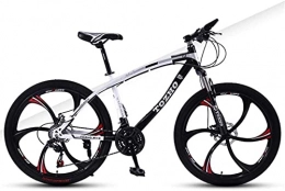 HUAQINEI Mountain Bike HUAQINEI Mountain Bikes, 24 inch mountain bike adult variable speed shock absorber bicycle dual disc brake six blade wheel bicycle Alloy frame with Disc Brakes (Color : White black, Size : 21 speed)
