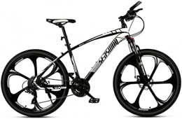 HUAQINEI Mountain Bike HUAQINEI Mountain Bikes, 24 inch mountain bike male and female adult ultralight racing light bicycle six- wheel Alloy frame with Disc Brakes (Color : Black white, Size : 24 speed)