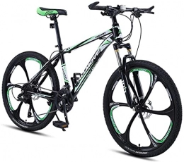 HUAQINEI Mountain Bike HUAQINEI Mountain Bikes, 24 inch mountain bike male and female adult variable speed racing ultra-light bicycle six wheels Alloy frame with Disc Brakes (Color : Dark green, Size : 30 speed)