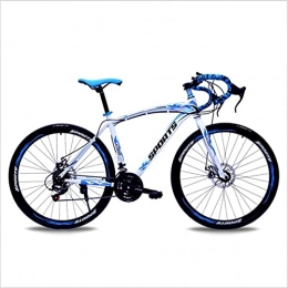 HUAQINEI Mountain Bike HUAQINEI Mountain Bikes, 26-inch road bike variable speed corner double disc brakes racing bicycle 40 wheels Alloy frame with Disc Brakes (Color : White blue, Size : 24 speed)