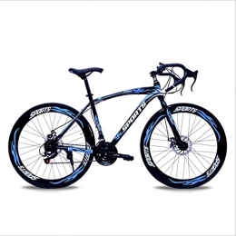 HUAQINEI Mountain Bike HUAQINEI Mountain Bikes, 26-inch road bike with variable speed bend and double disc brakes, racing bike, 60 wheels Alloy frame with Disc Brakes (Color : Black blue, Size : 24 speed)