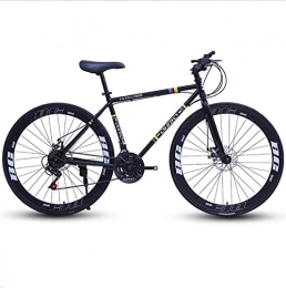 HUAQINEI Mountain Bike HUAQINEI Mountain Bikes, 26 inch variable speed dead fly bicycle dual disc brake pneumatic tire solid tire 24 speed bicycle road racing 60 knife circle black Alloy frame with Disc Brakes