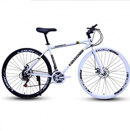 HUAQINEI Bike HUAQINEI Mountain Bikes, 26 inch variable speed dead fly bicycle dual disc brake pneumatic tire solid tire 27 speed bicycle road racing 40 knife circle black and white Alloy frame with Disc Brakes