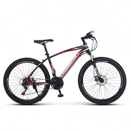 BaiHogi Bike Professional Racing Bike, Mens Mountain Bike 26" Wheel 21 / 24 / 27-Speed High-Carbon Steel Frame with Double Disc Brake and Lockable Suspension / White / 21 Speed (Color : Red, Size : 24 Speed)
