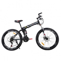 PXQ Mountain Bike PXQ 24 Speed Off-road Disc Brake Mountain Bike Adult 26 Inch Folding Mountain Bike with Shock Absorber Front Fork, High Carbon Steel Soft Tail Bicycle, Black