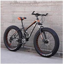 ZYLE Mountain Bike ZYLE Adult Mountain Bikes, Fat Tire Dual Disc Brake Hardtail Mountain Bike, Big Wheels Bicycle, High-carbon Steel Frame (Color : New Orange, Size : 24 Inch 27 Speed)