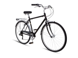 Schwinn City Schwinn Wayfarer 500 Hybrid-Fahrrad für Herren und Damen, 700C-Reifen, 18-Zoll-Hi-Ten-Stahlrahmen, 7-Gang-Schalthebel, Gepäckträger hinten, Schwarz