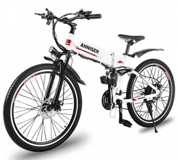 ANNISER Fahrräder Anniser Elektrisches Mountain Bike, faltbar, eBike 66cm, 500W, 21Geschwindigkeiten, Shimano-Schaltwerk, Samsung Akkuzelle, Doppel-Bremse, Smart Elektro-Fahrrad, wei