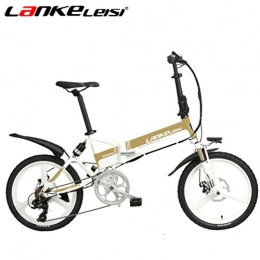 LANKELEISI Fahrräder LANKELEISI G550 20 Inch Folding Electric Bicycle Scooter 48V 240W Hidden Lithium Battery Shimano Transmission System 7 Speed Small Assist E-Bike for Men Women (10AH Gold)