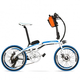 LANKELEISI Fahrräder LANKELEISI QF600 48V 12Ah große leistungsfähige bewegliche 20 Zoll, die E-Fahrrad, Aluminiumlegierungs-Rahmen-elektrisches Fahrrad, beide Scheibenbremsen Falten (White Blue, Plus Extra Battery)