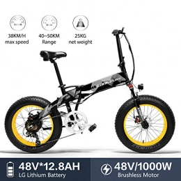 LANKELEISI Fahrräder Lankeleisi X2000 20 Zoll große Elektro-Fahrradreifen, faltbar, 7 Gänge, Schnee-Fahrrad, 48 V, 12, 8 Ah, 1000 W, Motor aus Aluminiumlegierung, Rahmen 5, kein Mountainbike