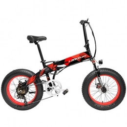 LANKELEISI Fahrräder LANKELEISI X2000 20 Zoll zusammenklappbares Elektrofahrrad 4.0 Fetter Reifen Snowbike 48V 10.4Ah / 14.5Ah Lithiumbatterie 500W Motor 5 PAS Mountainbike Beachbike (Black Red, 14.5Ah)