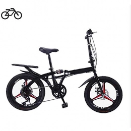 All-Purpose Faltbares Fahrrad, Klappräder für Erwachsene 20 Zoll, Rahmen aus kohlenstoffhaltigem Stahl, 3-Scheiben-Doppelscheibenbremse Leichtes Citybike mit Variabler Geschwindigkeit,Schwarz