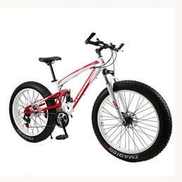 LJLYL Mountainbike LJLYL Fat Tire Mountainbike Fahrrad für Männer Frauen, mit Vollfederung MBT Bikes Leichter Rahmen aus Kohlenstoffstahl und Doppelscheibenbremse, C, 24 inch 21 Speed