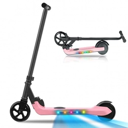 HappyBoard Electric Scooter HST Kids Electric Scooter E Scooter Kids Kick Electric Scooter with LED Light, 200W, up to 6KM / h, Foldable for Kids (Pink)