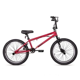  BMX Mens Bicycle Bike Freestyle Steel Bicycle Bike Double Caliper Brake Show Bike Stunt Acrobatic Bike (Color : Black) (Red)