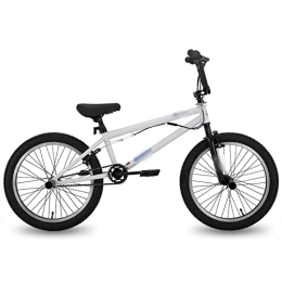  BMX Mens Bicycle Bike Freestyle Steel Bicycle Bike Double Caliper Brake Show Bike Stunt Acrobatic Bike (Color : Black) (White)