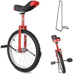  Monocycles 16 / 18 / 20 / 24" Wheel Trainer Monocycle Hauteur Réglable Skidproof Mountain Tire Balance Cycling Exercise, with Monocycle Stand, Wheel Monocycle, Red, 16inch