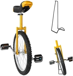 Monocycles 16 / 18 / 20 / 24" Wheel Trainer Monocycle Hauteur Réglable Skidproof Mountain Tire Balance Cycling Exercise, with Monocycle Stand, Wheel Monocycle, Yellow, 18inch
