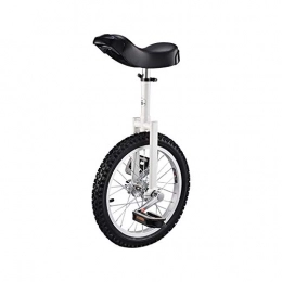 QWEASDF Monocycles QWEASDF 16", 18", 20", 24" Monocycle vélo Hauteur réglable Monocycle Cirque +Support de monocycle pour Ados / Kid's / Adulte Charge Montagne, Blanc, 18