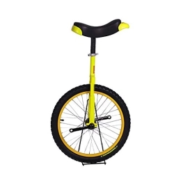 QWEASDF Monocycles QWEASDF 16 Pouces 16" Monocycle vélo Hauteur réglable à Une Roue Monocycle Roue Cirque +Support de monocycle pour Ados / Kid's / Adulte Charge Montagne, Jaune