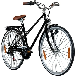 Galano Vélos de villes Galano Florenz Vélo pour femme rétro 28 pouces pour femme à partir de 155 cm Vintage Confort Vélo hollandais avec lumière 6 vitesses Dérailleur Vélo de ville Vélo de trekking 700c (48 cm, noir)