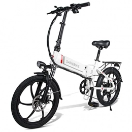 Samebike Vélos électriques Antrect E-Bike Upgrade Vélo Electrique Pliable 20 Pouces pour Adultes Batterie au Lithium 48V 10.4AH 350W, Levier de Vitesses Shimano 7 Vitesses avec Support pour Téléphone Portable (Blanc)