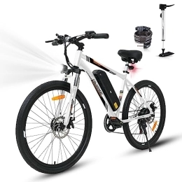 COLORWAY Vélos électriques COLORWAY Vélo électrique pour Adultes, vélo de Montagne 26'', EBike avec Batterie Amovible 36V 15Ah, écran LCD, Frein à Disque Double ebike BK15 Blanc / Orange