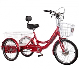Ddl Vélos électriques DDL Adulte Tricycle électrique 3 Milieu vélo cyclomoteur Roue et Vieux Lithium Batterie de Voiture vélo pédale Scooter âge Batterie 48 (Color : Red, Size : 48V10AH)