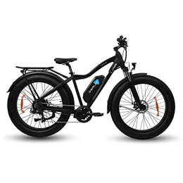 DERUIZ Vélos électriques DERUIZ Lava 26”Vélo électrique 750W Fat Bike vélo de Montagne, VTT de Neige, Amovible Batterie au Lithium-ION 48V 676Wh, Shimano 7 Vitesses, E-Bike pour Adulte(Noir)