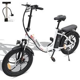 Fafrees Vélos électriques Fafrees F20 Vélo électrique pliant 20" Fatbike Homme 250 W 25 km / h 36 V 15 Ah Batterie City Ebike Femme Shimano 7S VTT Fat Tire E Vélo Blanc