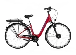 Fischer Vélos électriques fischer Cita 1.0 Vélo électrique pour Homme et Femme RH 44 cm Moteur Avant 32 Nm Batterie 36 V, Rouge Brillant, 71 cm