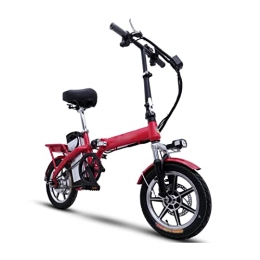 FMOPQ Vélos électriques FMOPQ Adult Electric Bike Folding Pedals 250W Portable 14 inch Electric Bicycle Removable Battery Disc Brakes Electric Bike (Color : Red Size : 30ah Battery) (Red 10ah Battery)