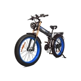 HESND Vélos électriques HESND ddzxc Vélo électrique électrique pliable avec batterie pour vélo électrique et frein à disque à huile 26 pouces VTT (Couleur : bleu)