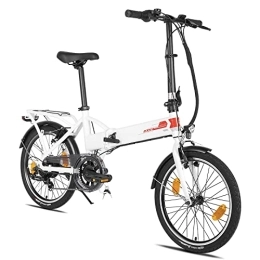 ROCKSHARK Vélos électriques HILAND Vélo électrique pliable 20" avec moteur de 250 W 36 V Batterie au lithium avec dérailleur Shimano 7 vitesses, vélo pliable léger en aluminium avec lumière pour homme et femme