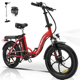 HITWAY Vélos électriques HITWAY E-Bike Vélo électrique 20 Pouces Fat Tire E-Bike Vélo Pliant, 250 W / 36 V / 11, 2 Ah Batterie, autonomie électrique maximale 35-90 km. Neu-Rouge