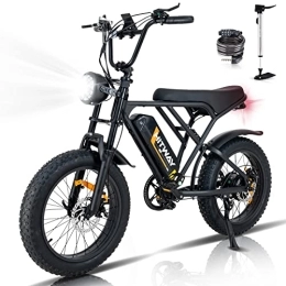 HITWAY Vélos électriques HITWAY Vélo électrique 20" 4, 0 Fat Tire, VTT Électrique E-Bike avec Batterie au Lithium Amovible 48V 18Ah, Shimano 7 Vitesses, jusqu'à 55-80km
