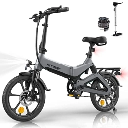 HITWAY Vélos électriques HITWAY vélo électrique léger 250W électrique Pliable d'assistance à la pédale avec Batterie 7, 5Ah, 16 Pouces, pour Adolescent et Adultes Gris