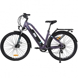 Hyuhome Vélos électriques Hyuhome Vélo électrique pour adulte homme et femme, 27.5″ E-VTT tout terrain, 250W 36V 12.5 Ah BAFANG moteur Shimano 7 vitesses, freins à double disque pour navetteur en plein air (violet, 820 L+)