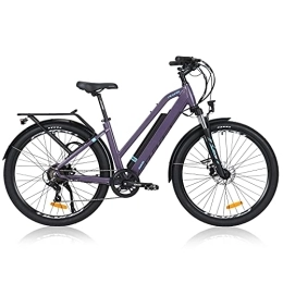 Hyuhome Vélos électriques Hyuhome Vélos électriques pour adultes hommes et femmes, 69, 8 cm, vélos tout-terrain 36 V 12, 5 Ah, moteur BAFANG Shimano 7 vitesses, double frein à disque pour navetteur extérieur (violet, 820 L)