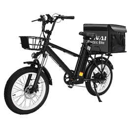 KELKART Vélos électriques KELKART Vélo de Livraison électrique avec Batterie 48V 28AH, pneus Larges de 20 * 3.0 Pouces, Freins hydrauliques à l'huile, 7 Vitesses, Assistance électrique jusqu'à 175 km
